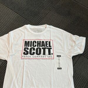 Hot Topic White Michael Scott Short Sleeve Tee